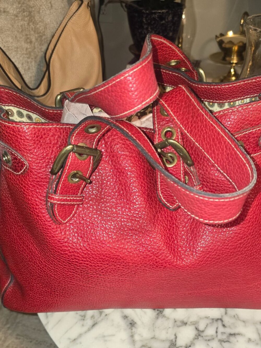 Vintage J&M Davidson Red Leather Handbag - Picture 4 of 16